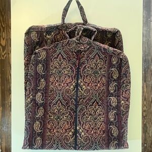 Vera Bradley Long Quilted Burgundy and Navy Paisley Garment Bag